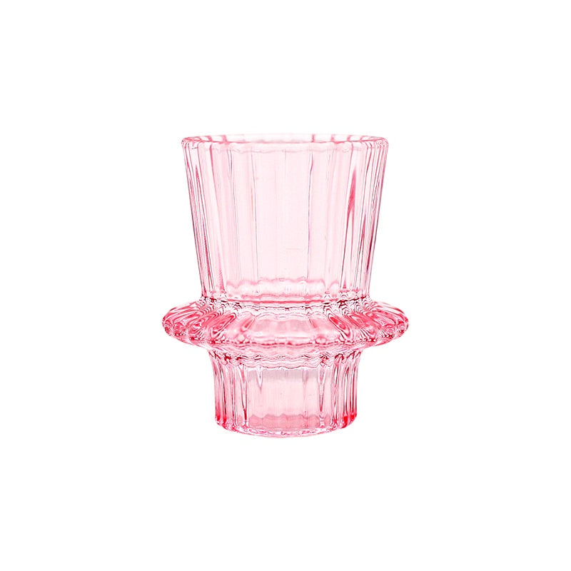 Round Pink Transparent Candle Glass