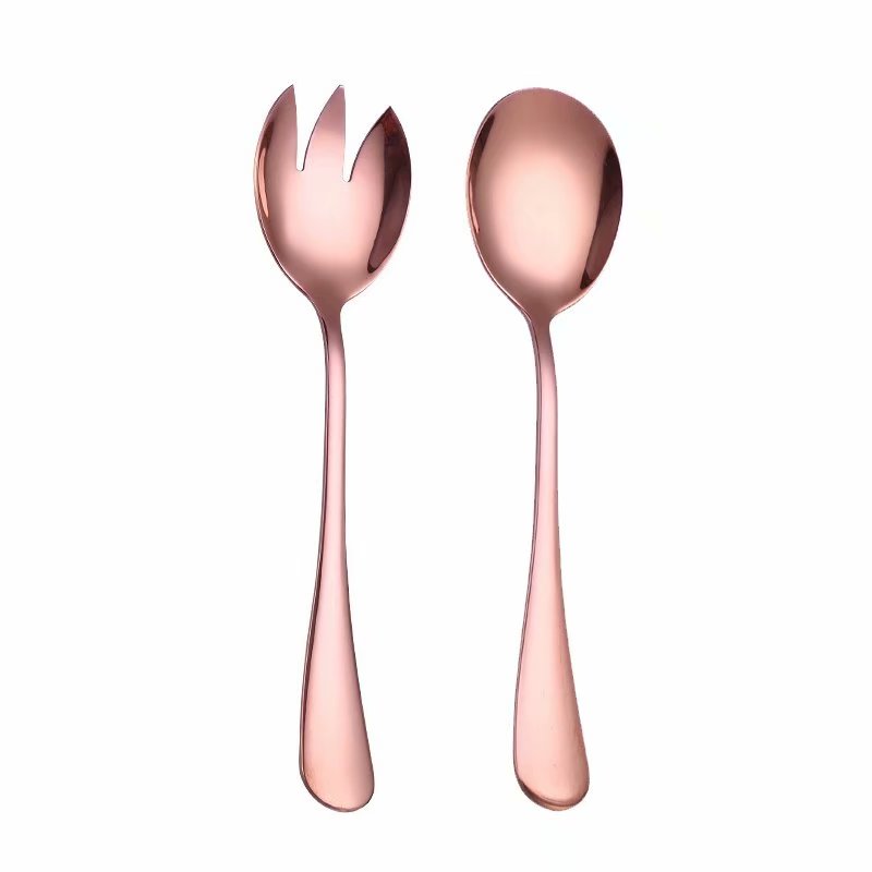 Western Stainless Steel Salad Cutlery Set Rose Gold