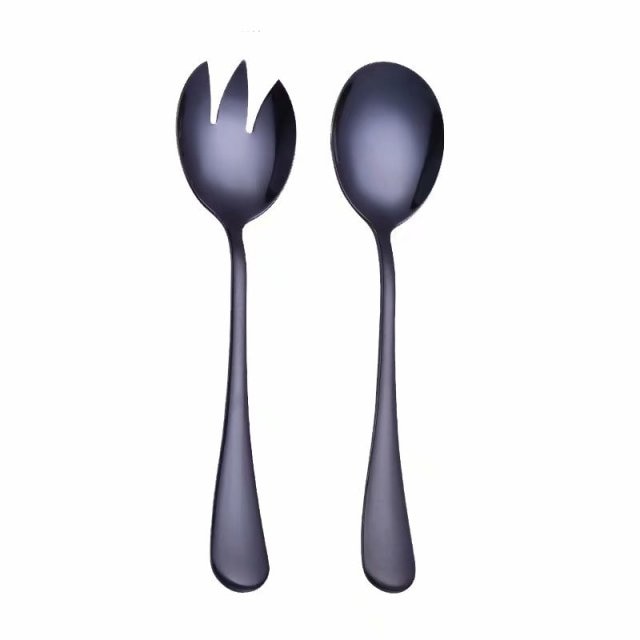 Western Stainless Steel Salad Cutlery Set Black