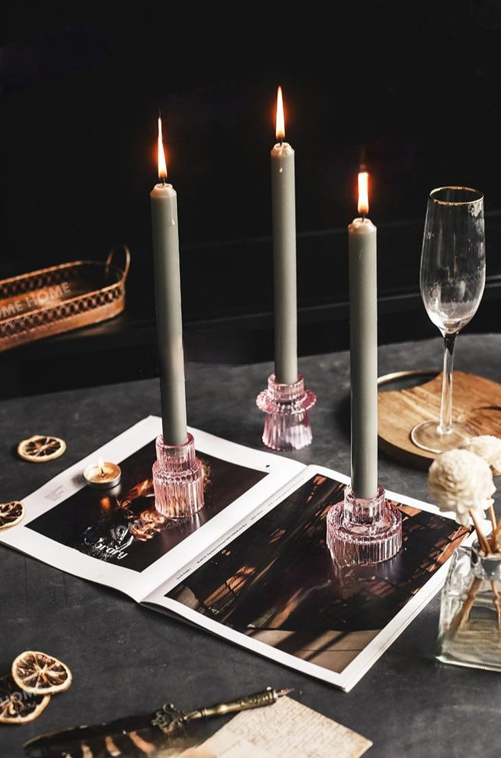 Round Pink Transparent Candle Glass