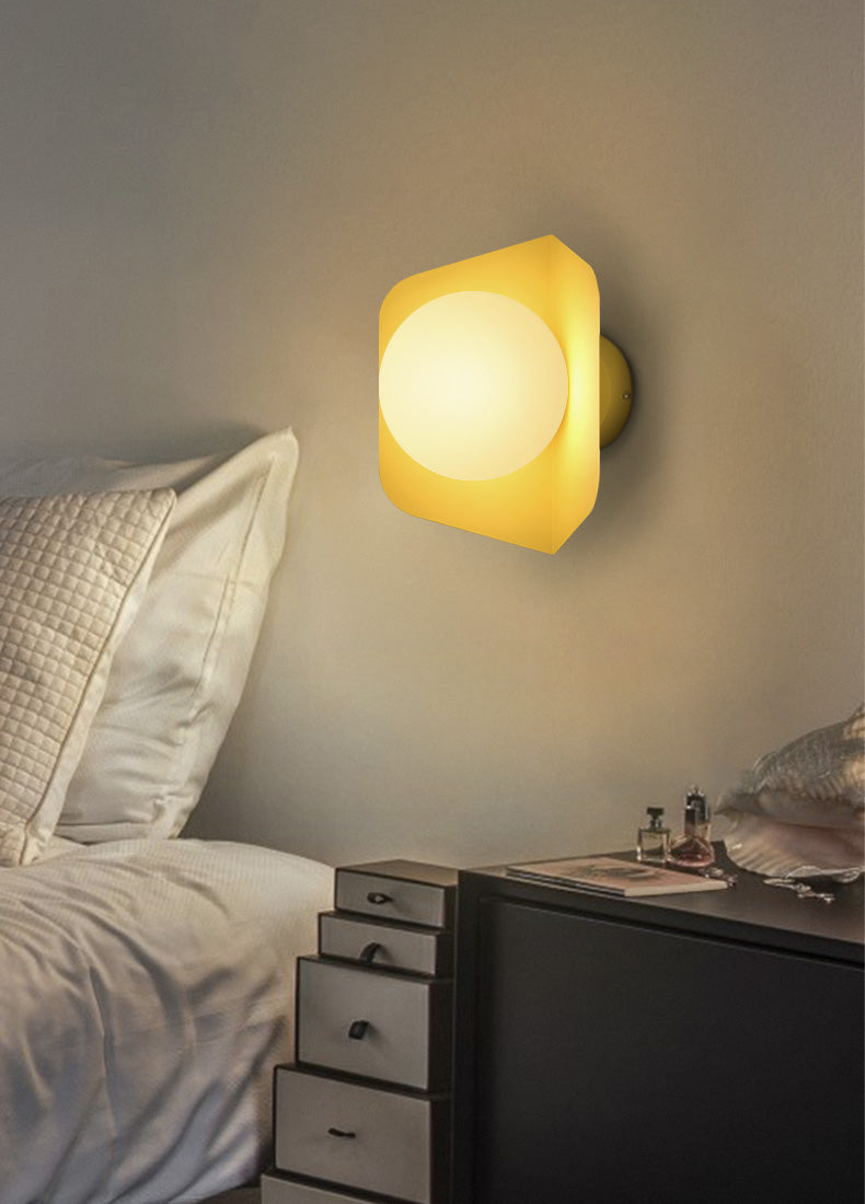 Round Yellow Macarons globe wall sconce