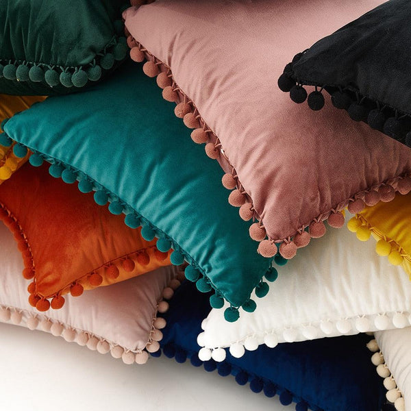 Soft Touch Pompom Pillow Covers