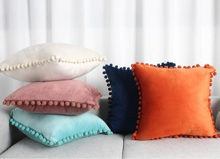 Soft Touch Pompom Pillow Covers