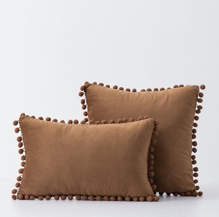 Soft Touch Pompom Pillow Covers