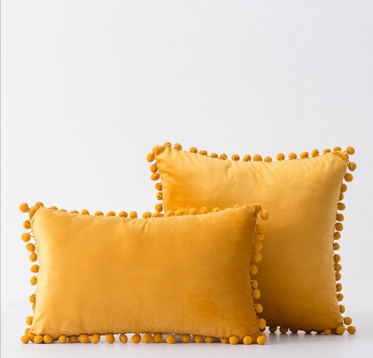 Soft Touch Pompom Pillow Covers