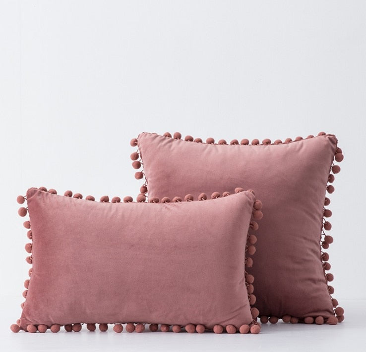 Soft Touch Pompom Pillow Covers