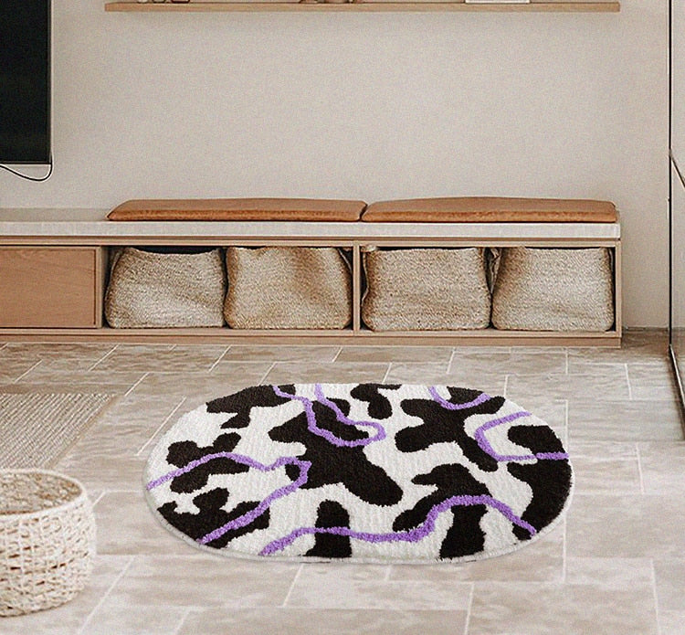 Fluffy Anti Slip Geometric Floor Mat Purple