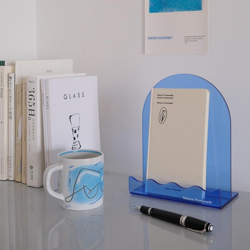 Holiday Gifts for Storage Organizer in Blue Acrylic Display Book Shelf Table Decorative