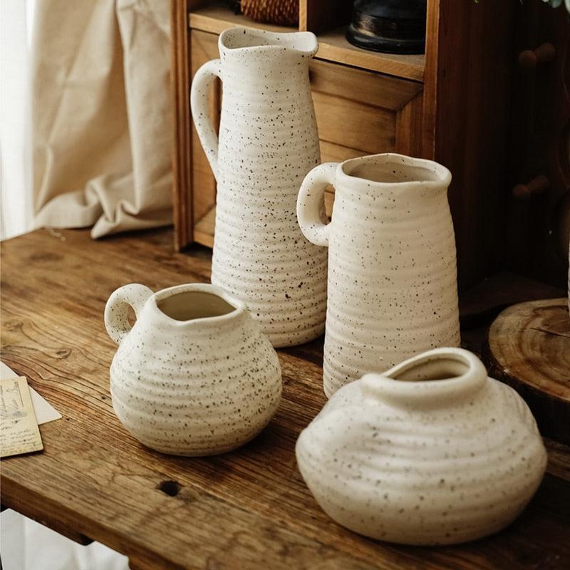 Hand Sculpted White Ceramic Vase