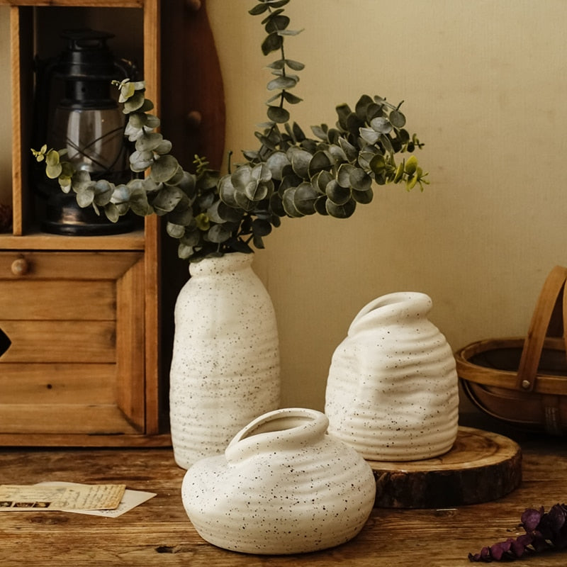 Hand Sculpted White Ceramic Vase