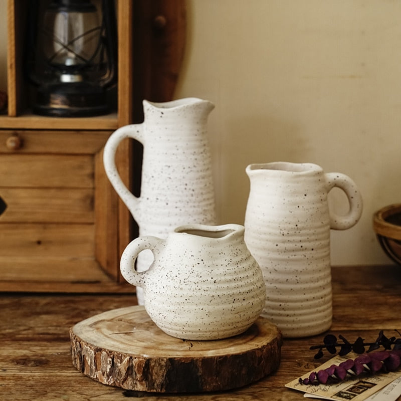 Hand Sculpted White Ceramic Vase