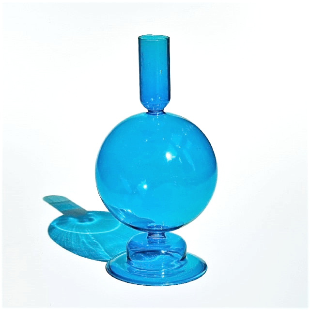 Bougeoirs en verre bleu cyan 