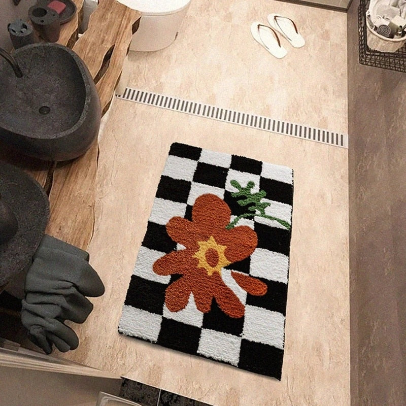 Extra Soft Anti-Slip Checkered Mat Flower