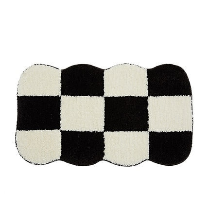 Extra Soft Anti-Slip Checkered Mat Round-Edge Black