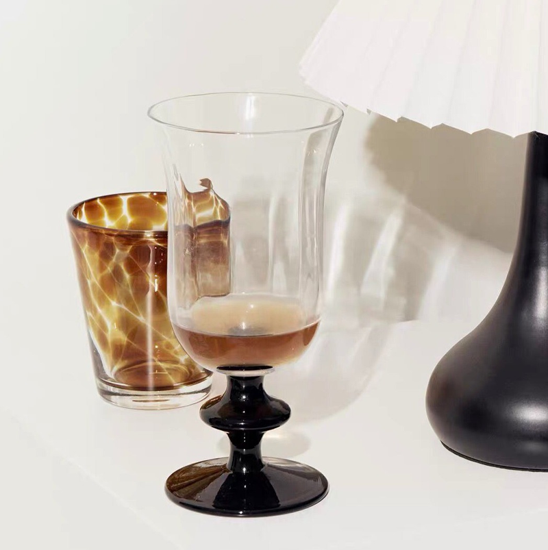 Cocktail Glass & Goblet Black clear glass retro french modern