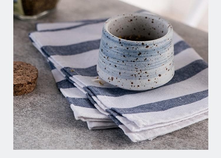 round Ceramic pottery Blue and white with dark speckles dinnerware