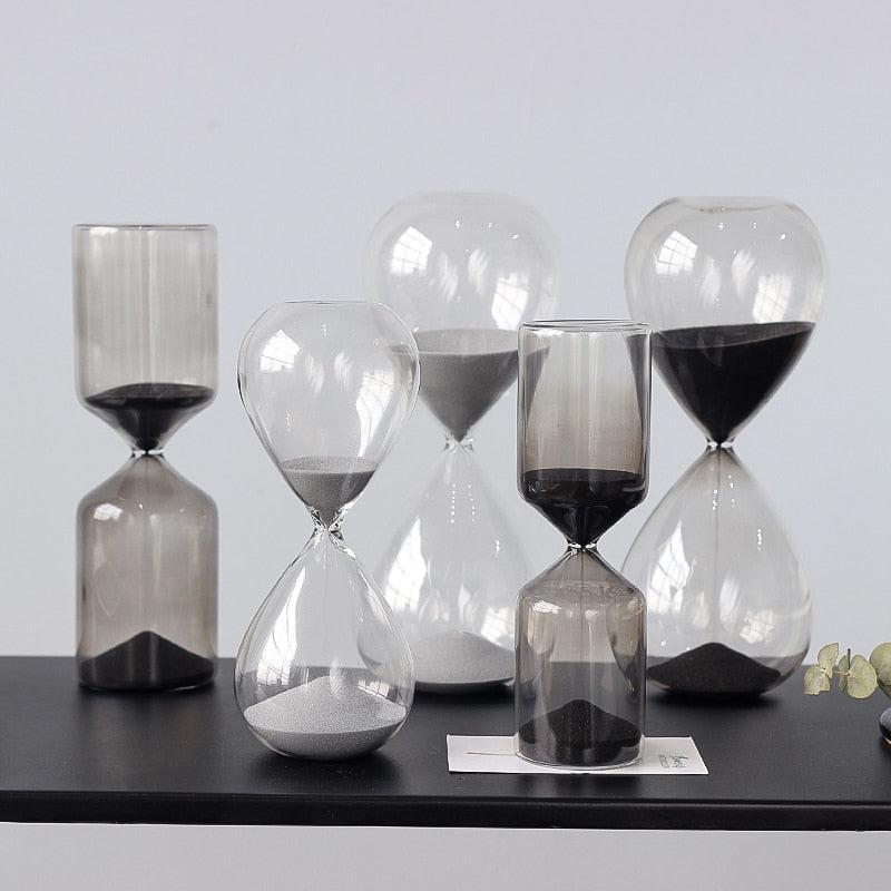 Sand Timer Hourglass geometric shapes black grey sand