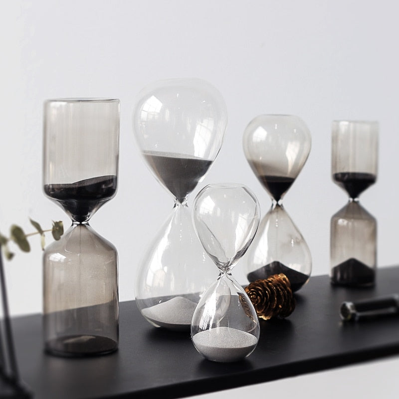 Sand Timer Hourglass geometric shapes black grey sand