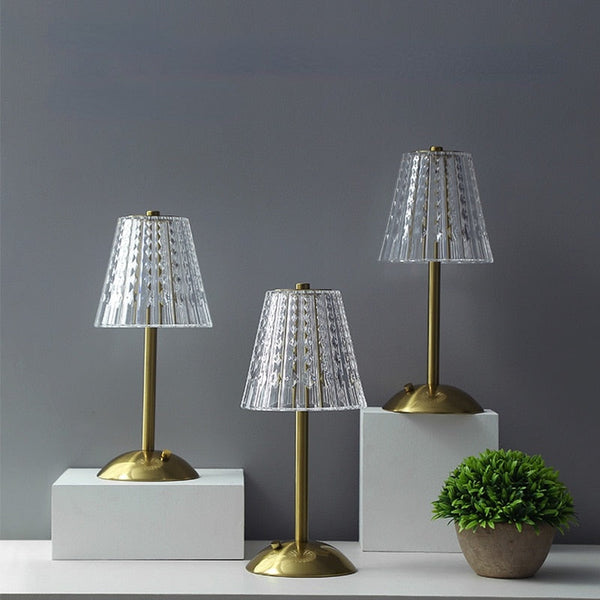 Sparkle Cordless Table Lamp clear gold shiny dimmable